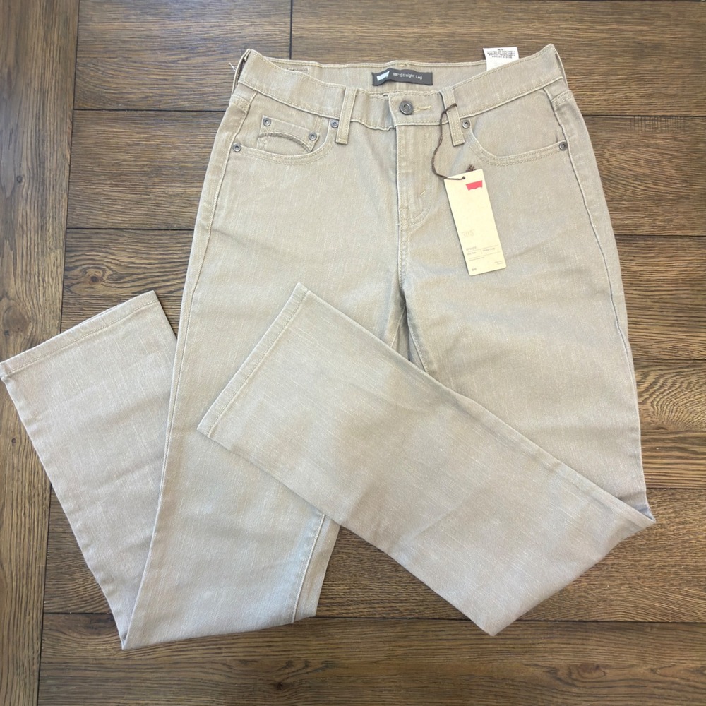 Levis 505 Straight Leg Jeans Womens 4 Medium Taupe Khaki Mid Rise NWT